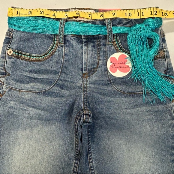 Girls Bermuda Denim Jean Shorts Size 12 Adjust Waist Belted Medium Wash Boho NWT - Picture 5 of 10